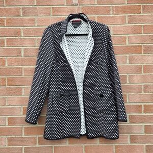 Nina McLemore Double Face Jacquard Car Coat Polka Dot Size 10